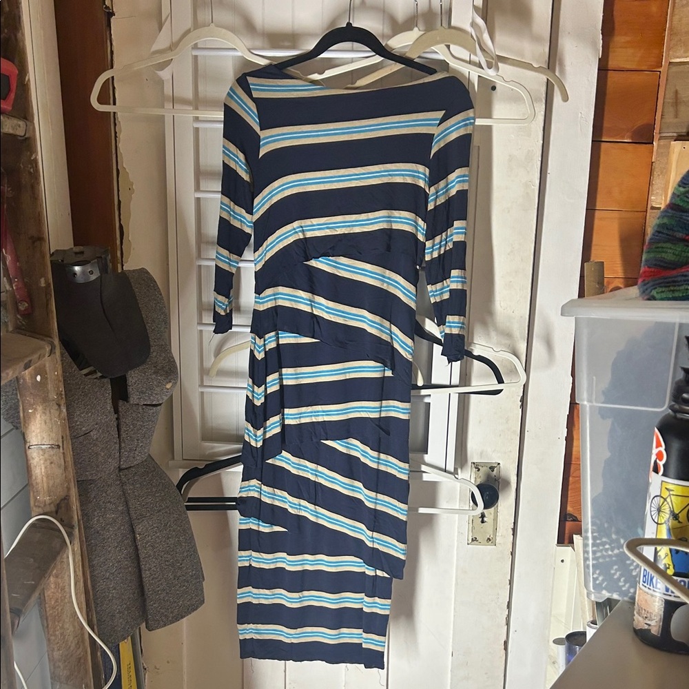 Bailey 44 Navy and Light Blue Striped Dress
